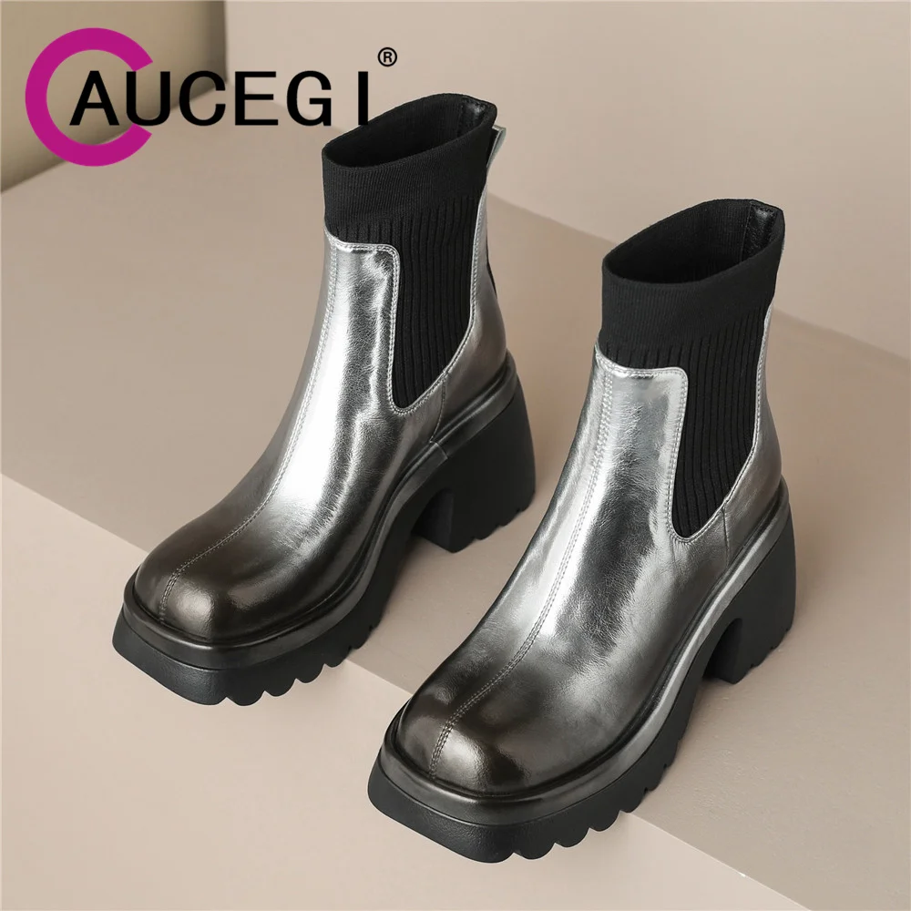 

Женские ботильоны челси из натуральной кожи, с квадратным носком