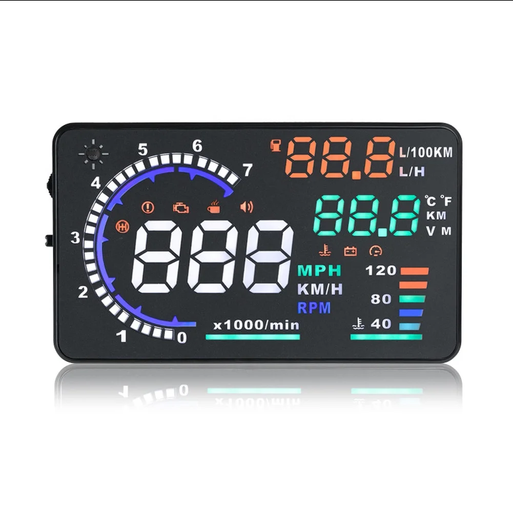 차량 속도 RPM 냉각수 온도 전압 연료 MPG OBD2 인터페이스 실시간 데이터 자동 밝기 조절 헤드업 디스플레이