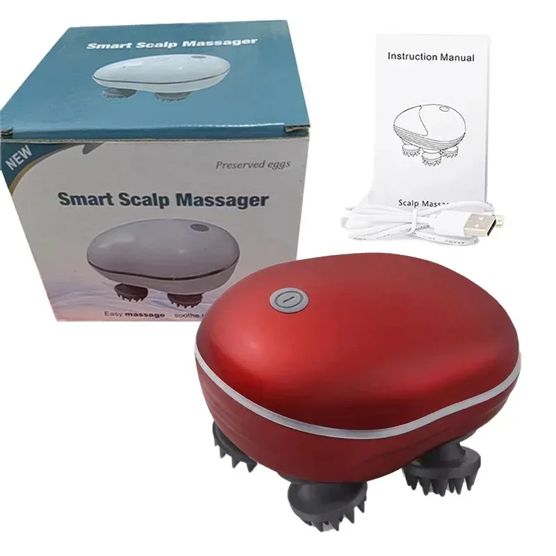 Revitalizing Electric Scalp Massager with Red Light Therapy for Stress Relief and Muscle Relaxation