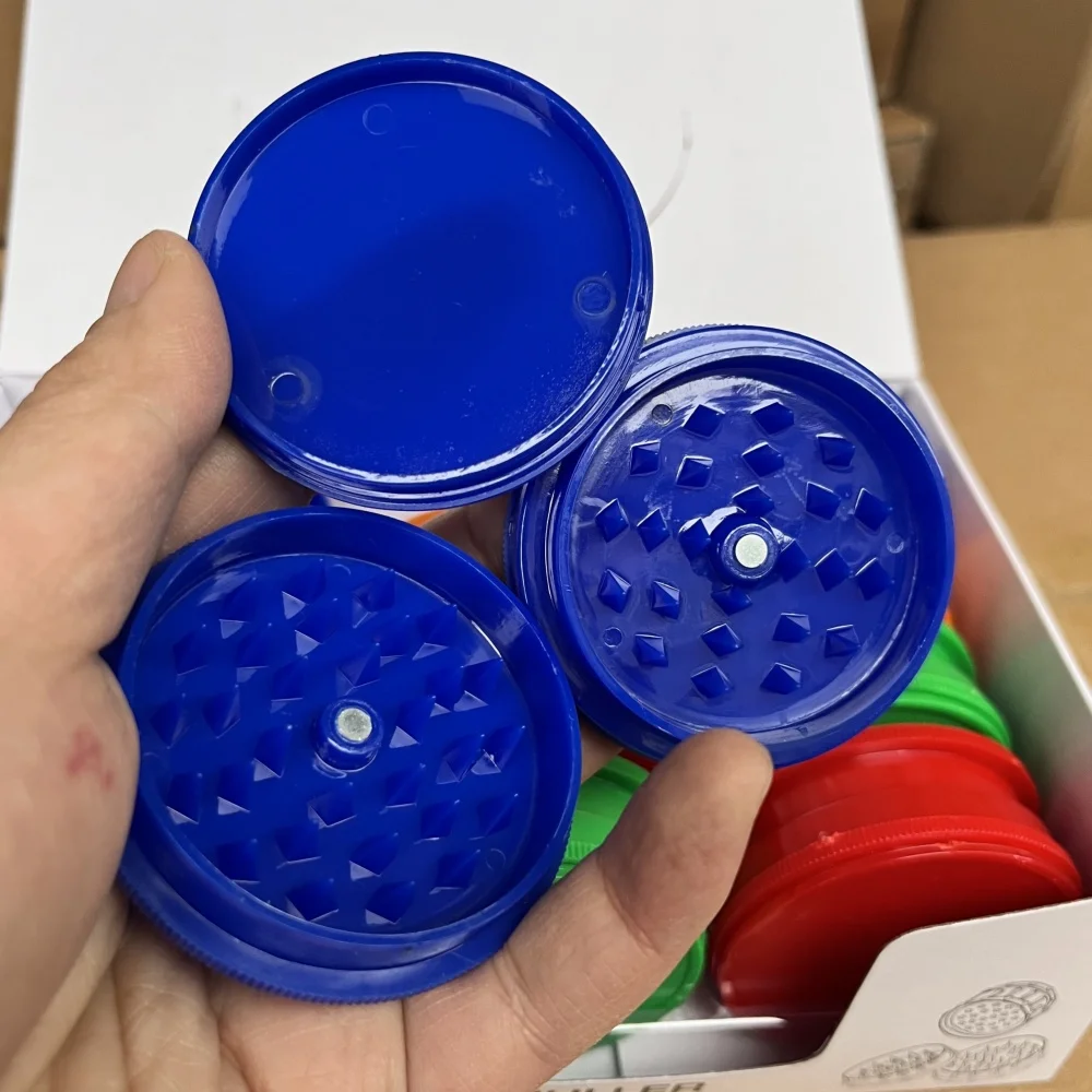 Dia:60MM 3 Layers Pure Mackaki Plastic Pepper Mill Acrylic Spice Crusher Hand Muller Mixed Color 12Pcs/Pack