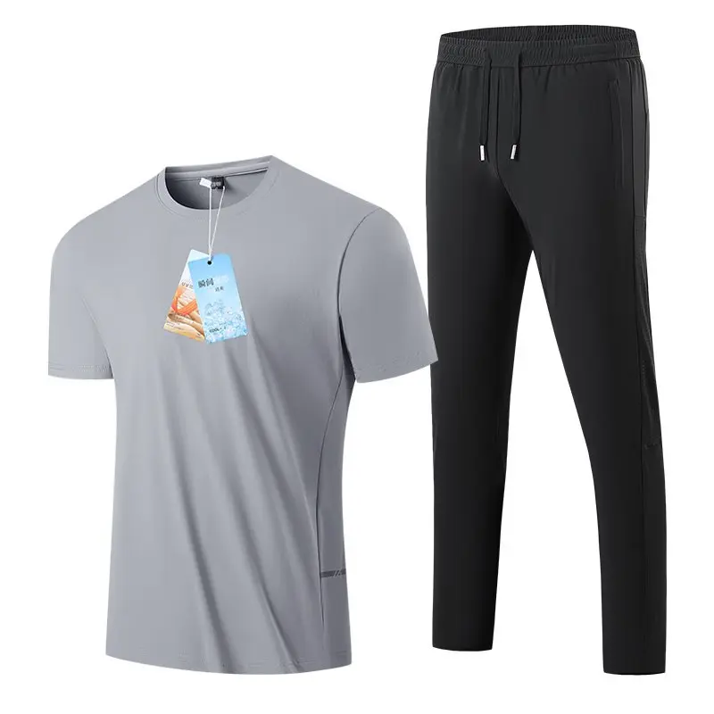 남성 여름 신상 스포츠웨어 반팔 라운드넥 퀵 드라이 세트 캐주얼 루즈핏 편안하고 통기성 좋은 타월 소재 바지