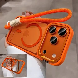 Advanced Tech - Style Magnetic Phone Case with Strap Attachment - iPhone 15 Pro Max (Orange)