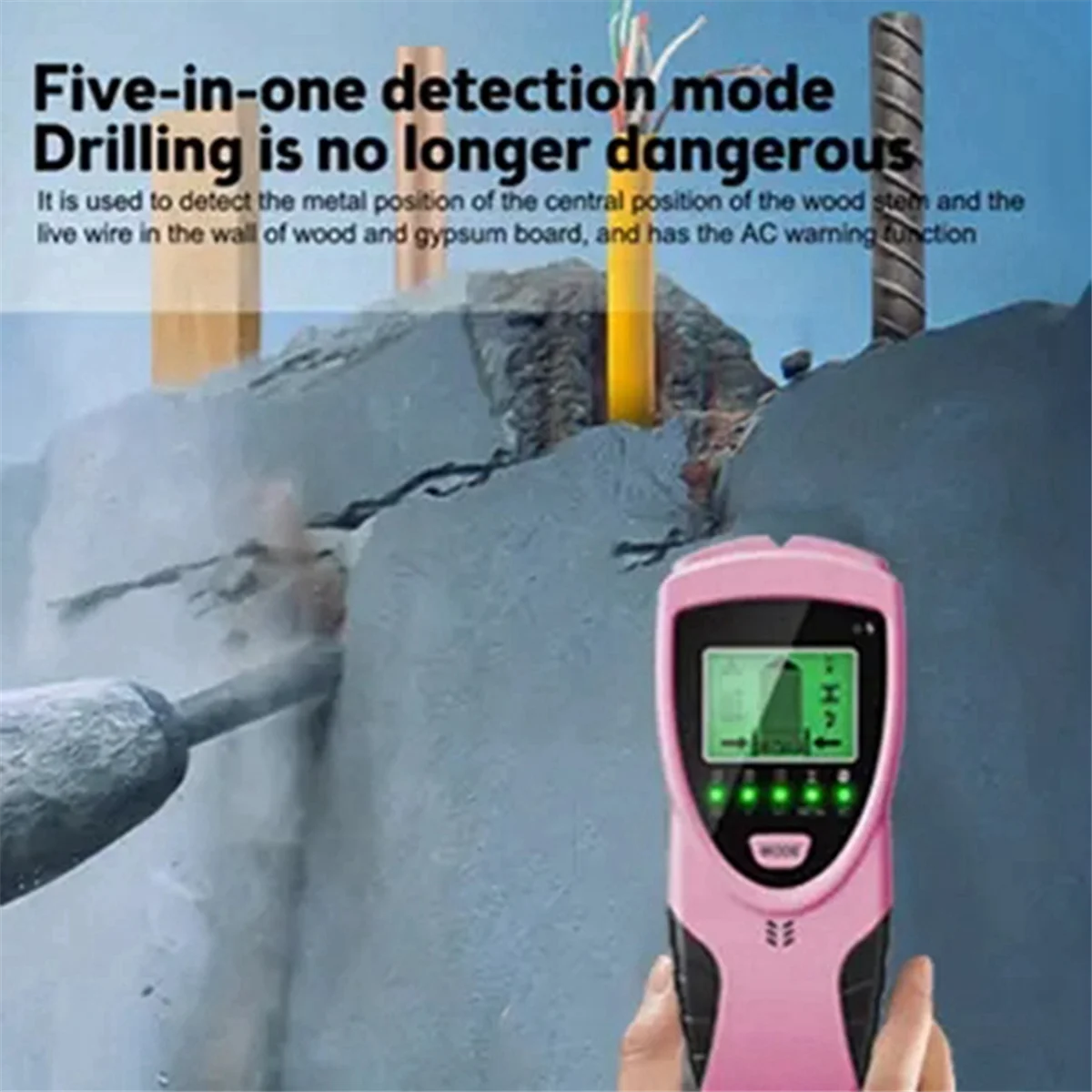 A62T-5-in-1 Wall Scanner Wood Current Detector Edge Center Finding Digital Stud Finder Sensor Wall Multi Function Scanner