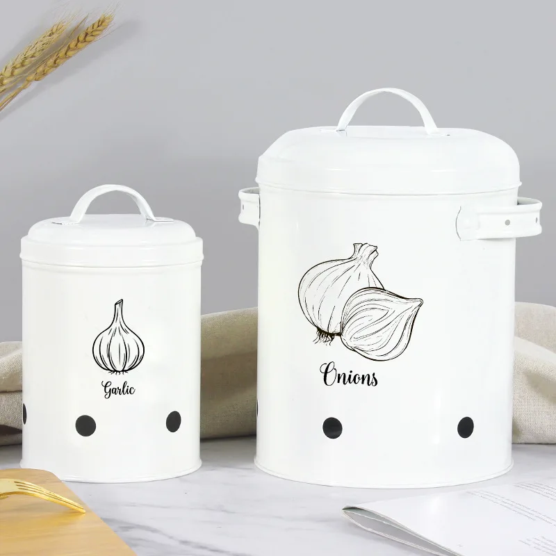 3 Pieces Fresh Garlic Onion and Potato Storage Box, Container Buckets - White, Size: Multi