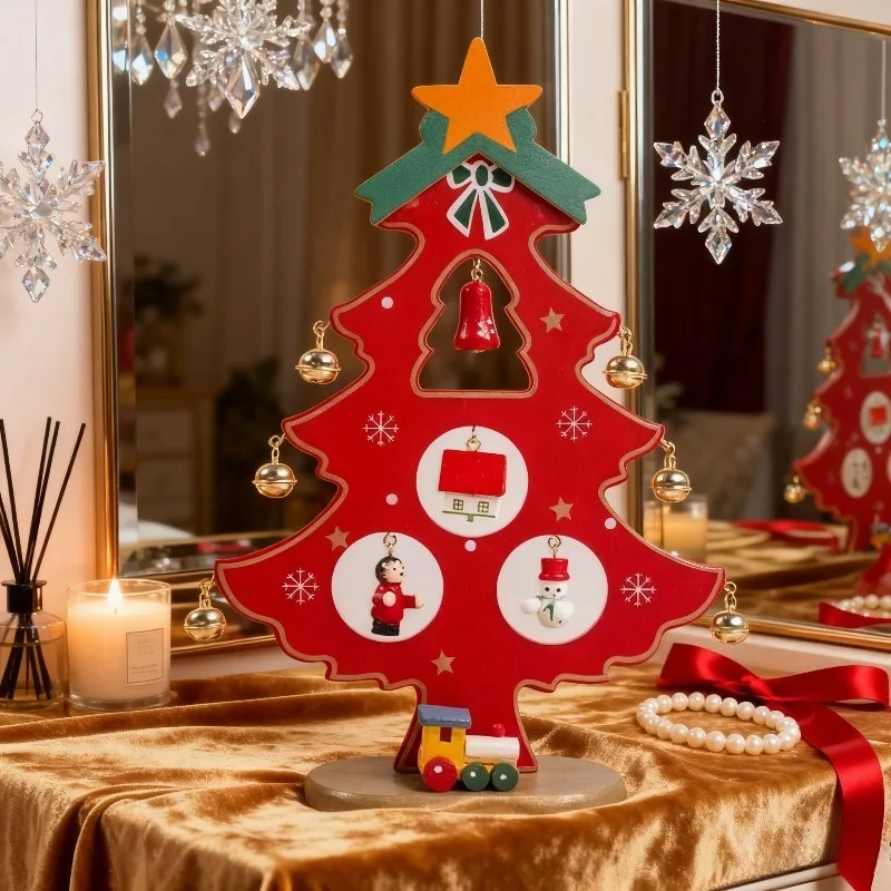 Creative Christmas Wooden Desktop Ornaments, Christmas Home Decorations, Painted Christmas Tree Decorations, Christmas Gifts