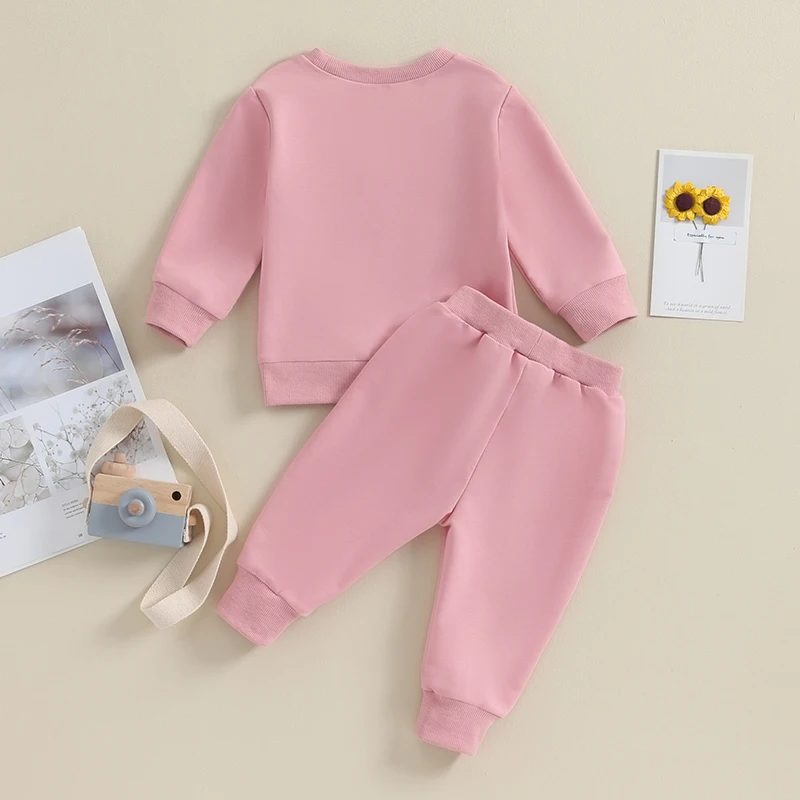

Baby Boys Clothes Newborn Letter Print Round Neck Sweatshirt Drawstring Pants Set Infant Girl Fall Outfits