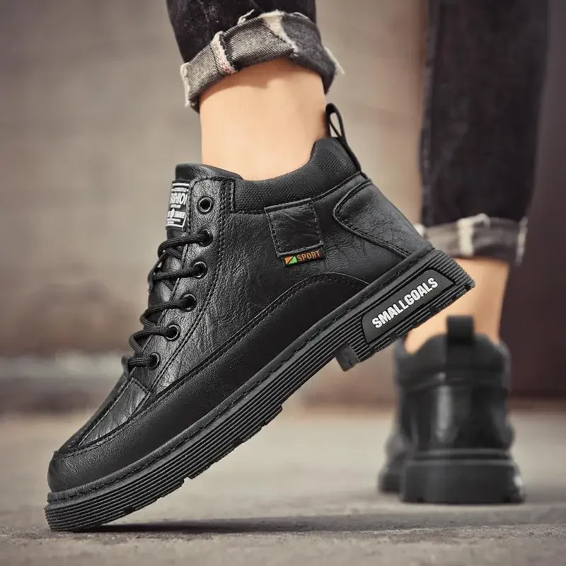 

Мужская Новинка 2023 Осенняя рабочая одежда британские высокие мотоциклетные кожаные ботинки зимние черные, скрытый Лифт длинные Le