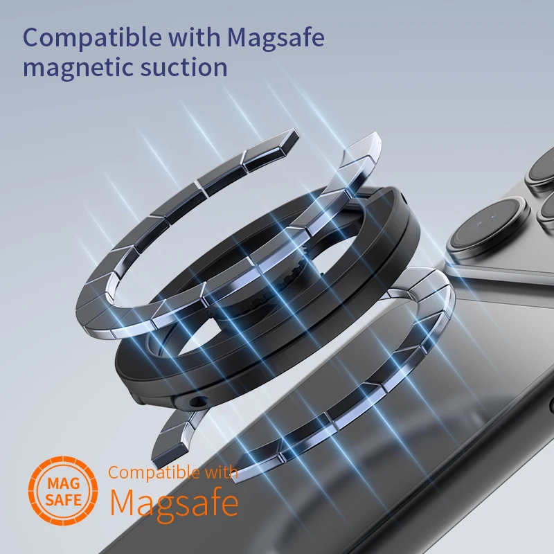 아이폰 14/15/16/17/18용 양면 마그세이프 폴더블 360도 회전 폰 홀더 ° 강력한 자석과 손가락 그립 지지대가 있는 회전 스탠드
