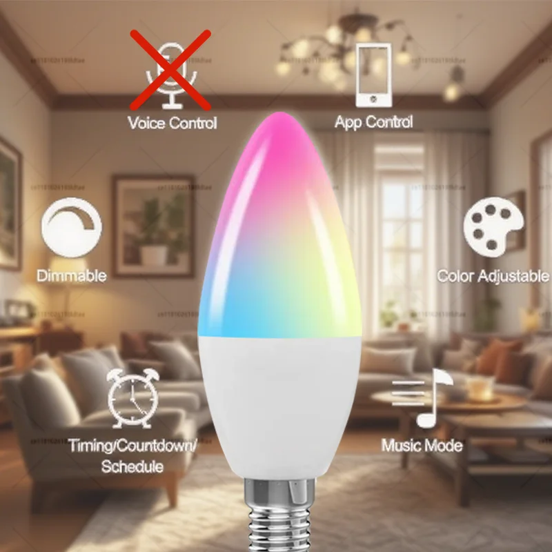 Tuya Bluetooth Led Bulb E14 5W RGB 220V APP Group Control Smart Life Home Room Decoration