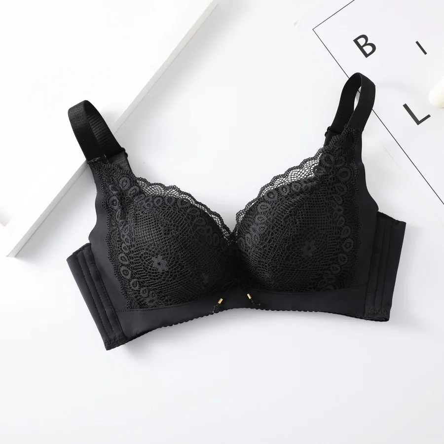 Push Up Bra for Women Sexy Floral Lace Bralette Wireless Soft Seamless Brassiere Cotton Comfortable Gathered Female Lingerie