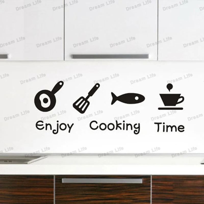 Kitchen Vinyl Stickers Enjoy Cooking Time Wall Stickers Dining Room