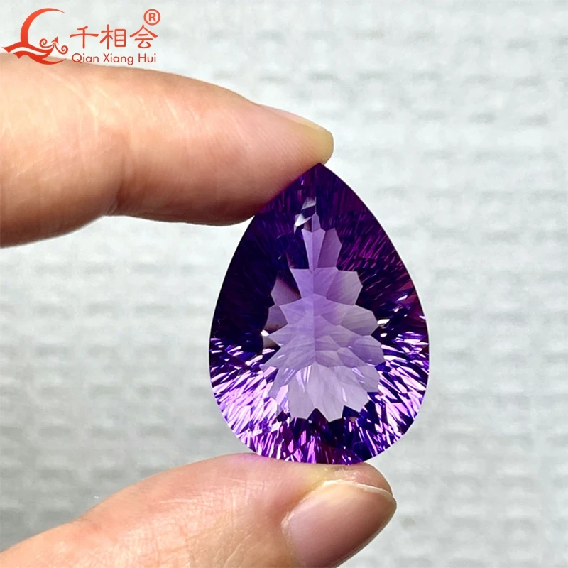 19.8ct pear shape millennium cutting beautiful Natural Amethyst gemstone loose stone for jewelry making with GRC certificated