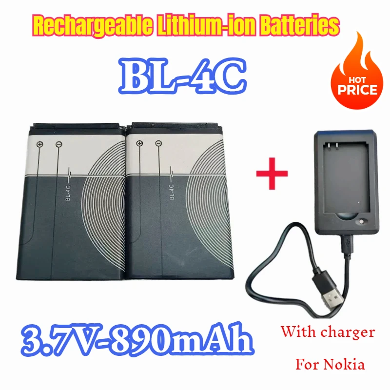 Batteria BL-4C 890mAh Bl4c batterie ricaricabili agli ioni di litio per Nokia 6100 6125 6136 6170 6300 6301 7705 7200 telefoni cellulari