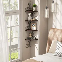 Corner Shelf Wall Mount, 4 Tier Floating Shelves for Wall, Easy-to-Assemble Wall Shelves Rustic Wood Decor 2