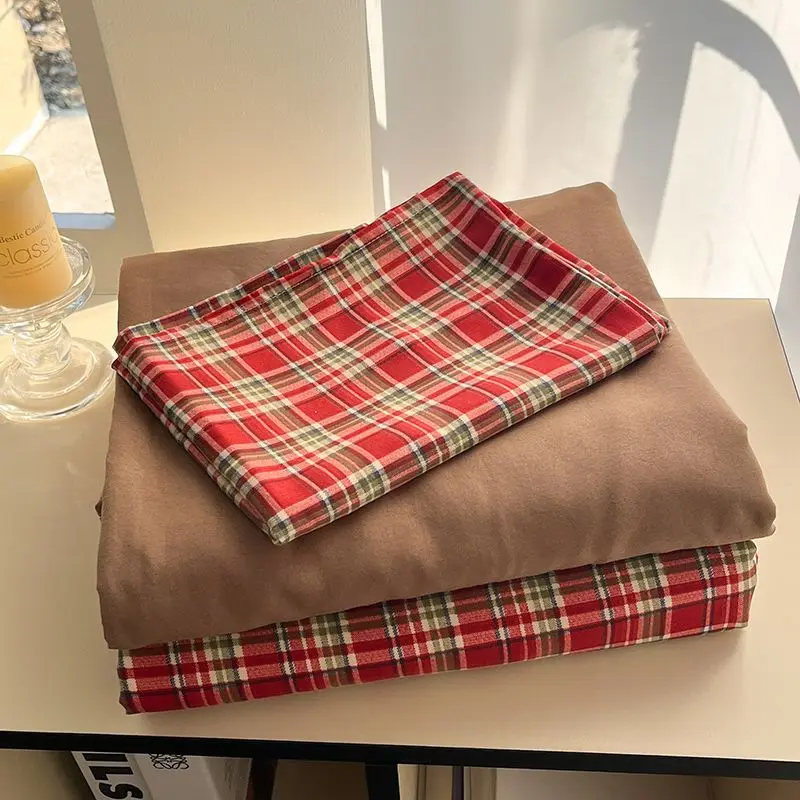 Zestaw pościeli w kratę w stylu nordyckim, poszwa na kołdrę w paski, miękkie prześcieradła, poszewki na poduszki, rozmiar dla dorosłych: pojedynczy, podwójny, pełny, queen size, prosty styl.