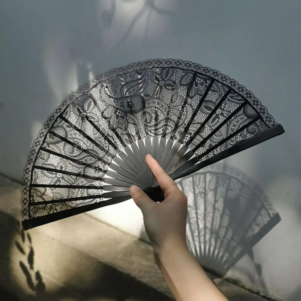 

Folding Fan Elegant Lace Fan Beautiful Cheongsam Fan for Photography Prop Dance Performances Decoration