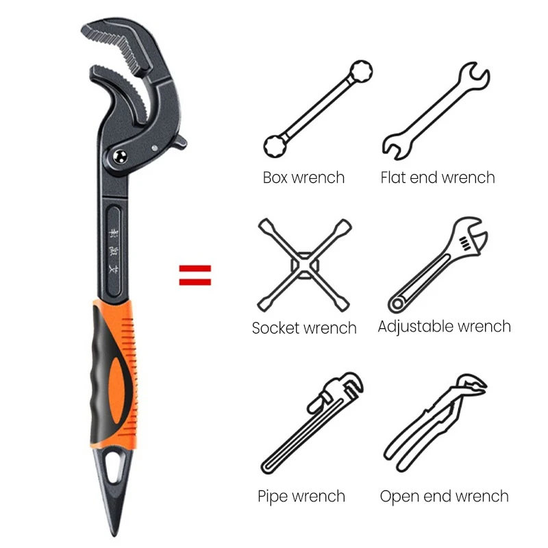 AIRAJ Wrench High Carbon Steel Multi Functional Adjustable Self Locking Ratchet Open End Wrench Manual Repair Tool 2
