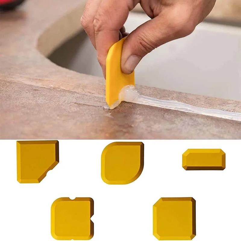 5pcs Caulking Tool Kit, Silicone Joint Sealant Spreader Spatula Scraper, Edge Repair Tools, Floor Tile Edges Cleaner