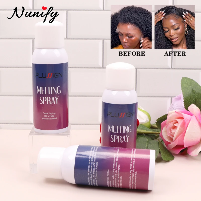 

Glue-Less Lace Melting Spray For Hair System Waterproof Strong Hold Wig Glue For Lace Frontal Long Lasting Invisible Melt Spray