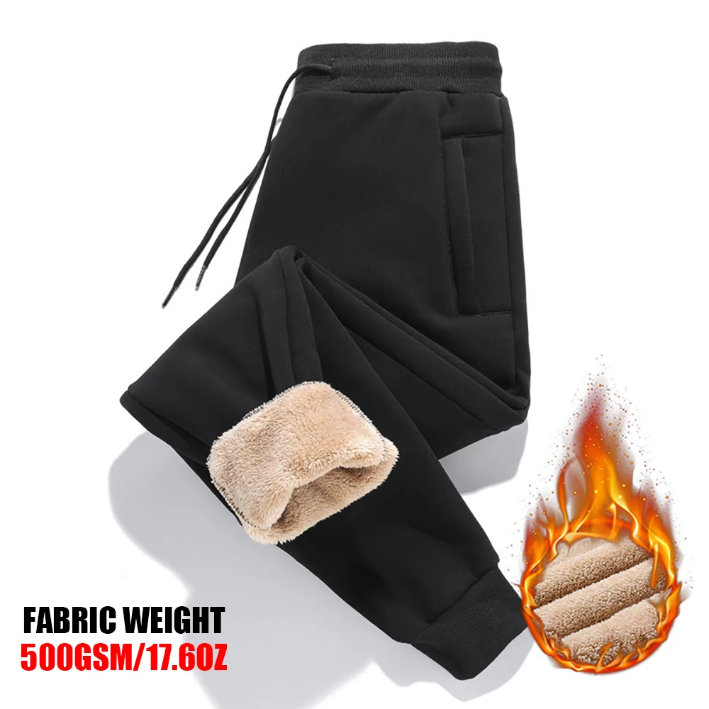 Winter Lamb Pants Men Thick Lambswool Warm Sweatpants Thermal Casual Trousers Joggers Thicker Sports Trouser Plus Size_voghion.com