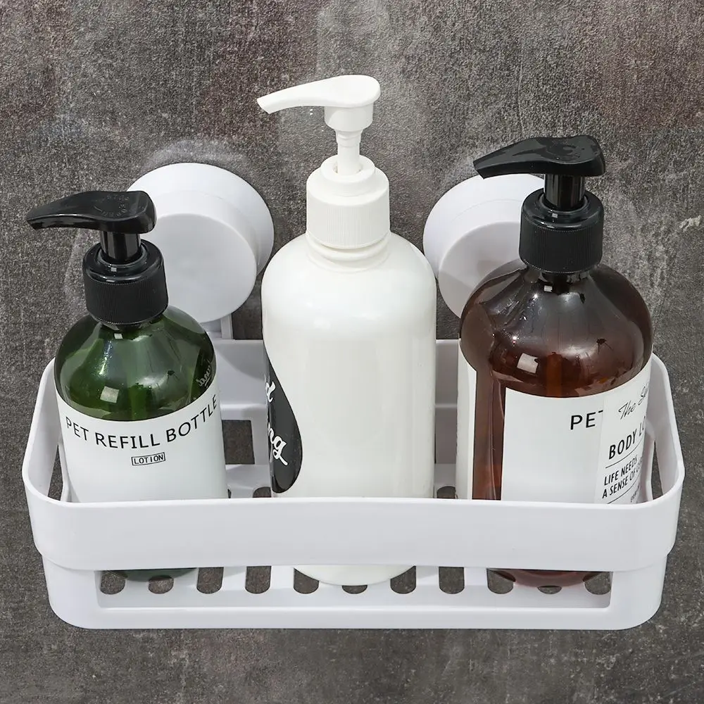 Corner Shelf With Suction Shower Rack Organizer Cup Bathroom Storage Wall Basket bathroom shelf rack bathroom storage rack wall shelf organizer storage tray