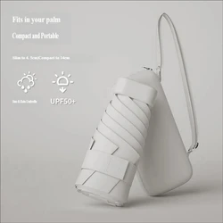 Ultra - Light Five - Fold Sun & Rain Dual - Use Umbrella with UV Protection and Black Glue Sunshade (Beige)
