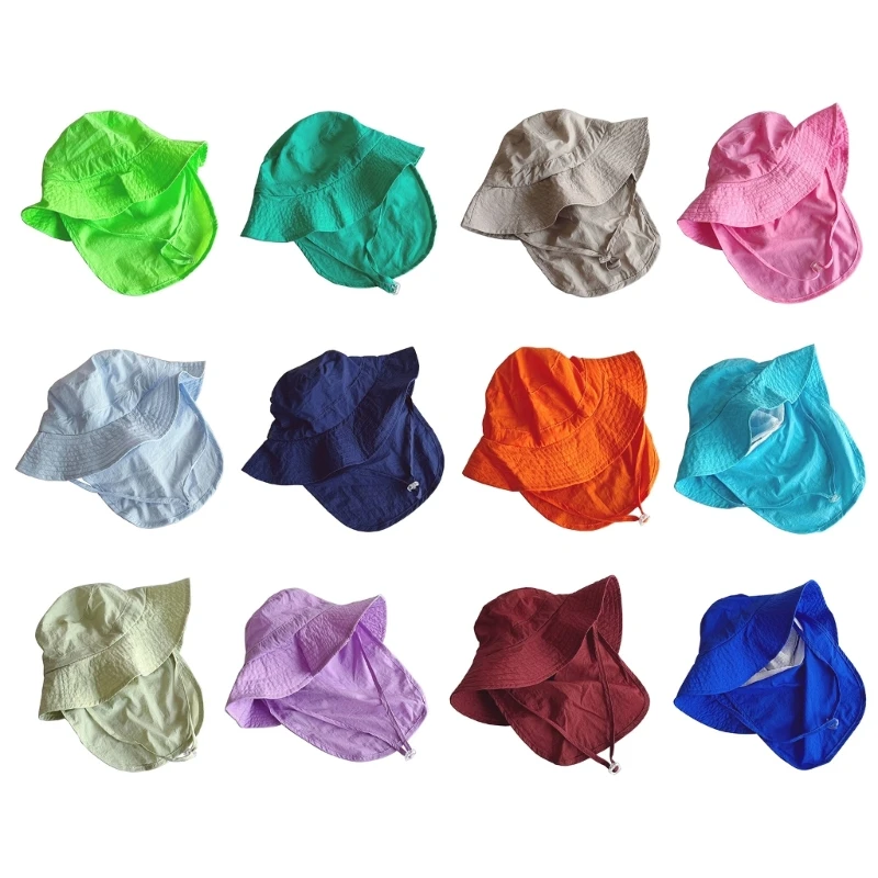 

L5YF 2-5Y Kids Quick Dry Fisher Hat with Shawl Sun Cap для летних пляжей на открытом воздухе