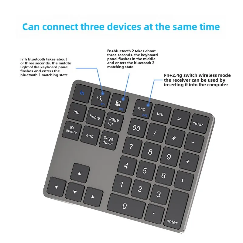 USB Folding Keyboard, Wireless Bluetooth, Dual-mode Charging, Numeric Keypad, General, External Keyboard, Portable, Financial