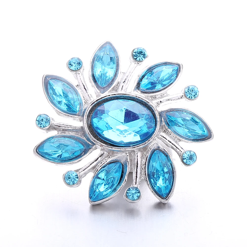 20pcs Snap Button Jewelry Mixed Crystal Rhinestone Flower 18mm Metal Snap Buttons Fit Snap Bracelet Necklace