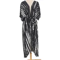 Women's Beach Cover Ups Open Front Tie Dye Maxi Cardigan Kimono Swimsuit with Belts Bathing Suit - Image 6