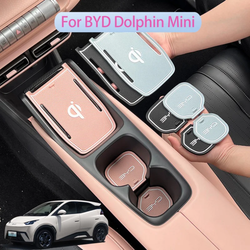 Car Coaster Pads For BYD Dolphin Mini By Slot Storage Water Cup Mat Non-Slip Mat Car Interior Supplies Artifact Decoration Interior Anti-Dirty