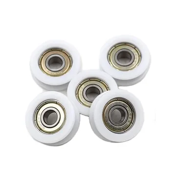 5PCS 8x30x10mm Nylon Round Plasic Pulley U Groove Track Roller Bearing Pulleys Wheel Roller for Sliding Door Lifting Systems