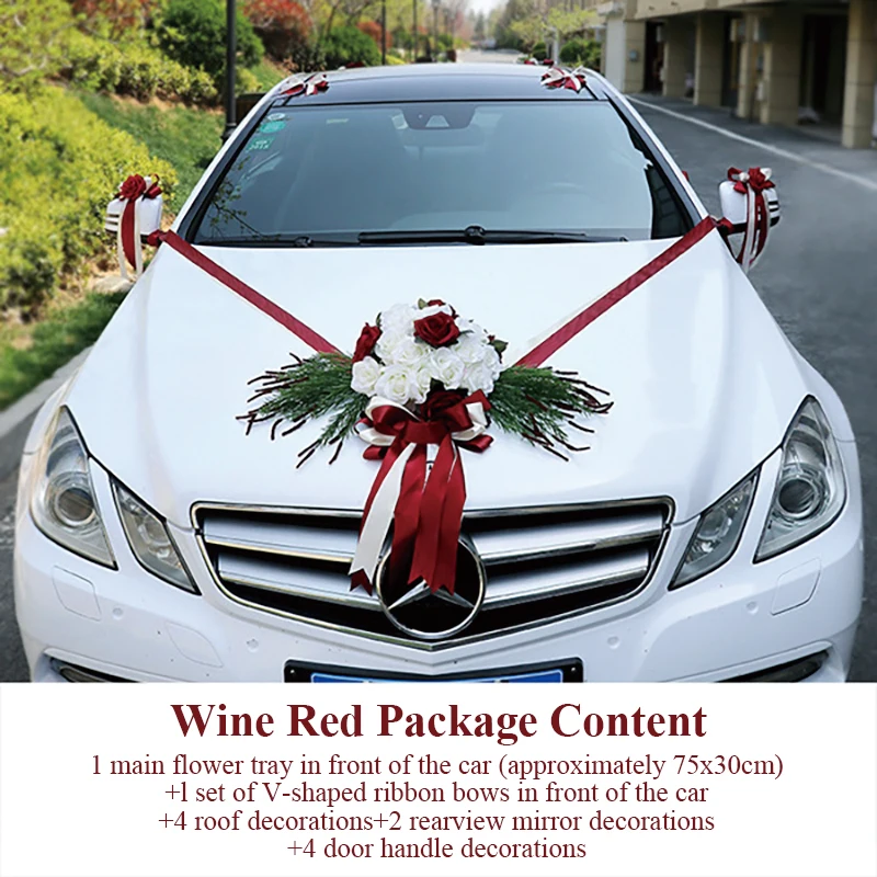 Kunstbloemen Voor Bruiloft Auto Decoratie Kerk Bos Ceremonie Decor Frisse Wit Groene Suite High-End Nep Bloem Bal