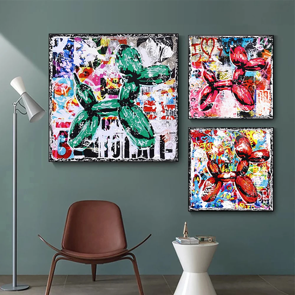 

Graffiti Balloon Dog Street Art Canvas Painting Abstract Love Toy Poster And Print Fashion Wall Pictures For Room Home Decor
