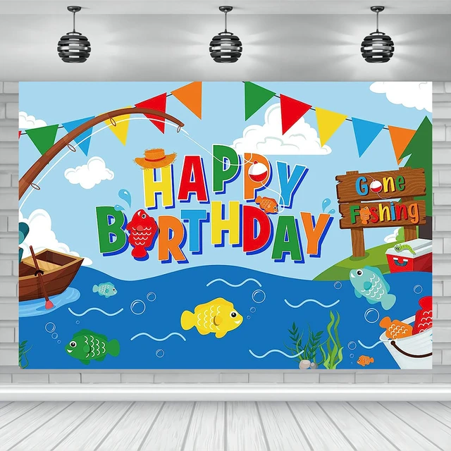 8x6ft Vinyl Fish Boat Happy Birthday Backdrop Fishing Theme Background  Party Cake Table Decorations Welcome Banner Decor Banner - AliExpress