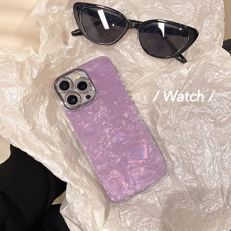 Fashion Bling Glitter Corrugated Shockproof Bumper Phone Case For iPhone 15 12 13 14 11 Pro Max 16 Plus Protection Cover Girls