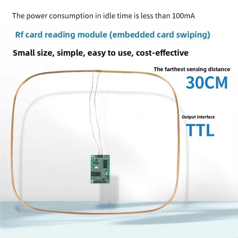 B49C UART/TTL 5V 판독 125KHZ RFID 장거리 카드 리더 모듈 EM 안테나 30CM 애완 동물 주차장 원격 카드 리더기