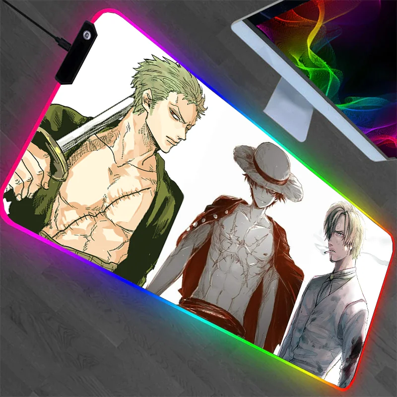 Domineering Male Rgb Luminous Mouse Pad Anime Luffy Zoro Sanji Game