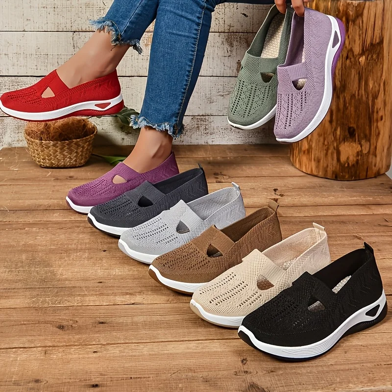 Simple Ladies Breathable Hollow Sneakers-casual Light Flat-bottomed Outdoor Walking Shoes, Suitable for Low Tops in All Seasons. 2