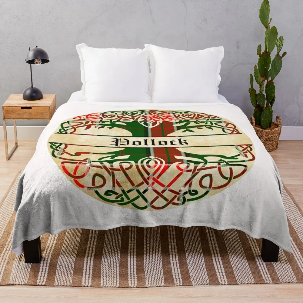 Pollock Tree Of Life Clan Nome Scozzese Tartan Coperta Da Tiro Divano Gigante Coperta Plaid Coperta Personalizzata Natale