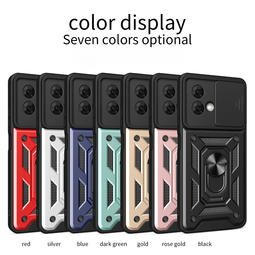 Magnetic Car Mount Case with Slide Lens and Ring Holder - Durable Protective Cover
