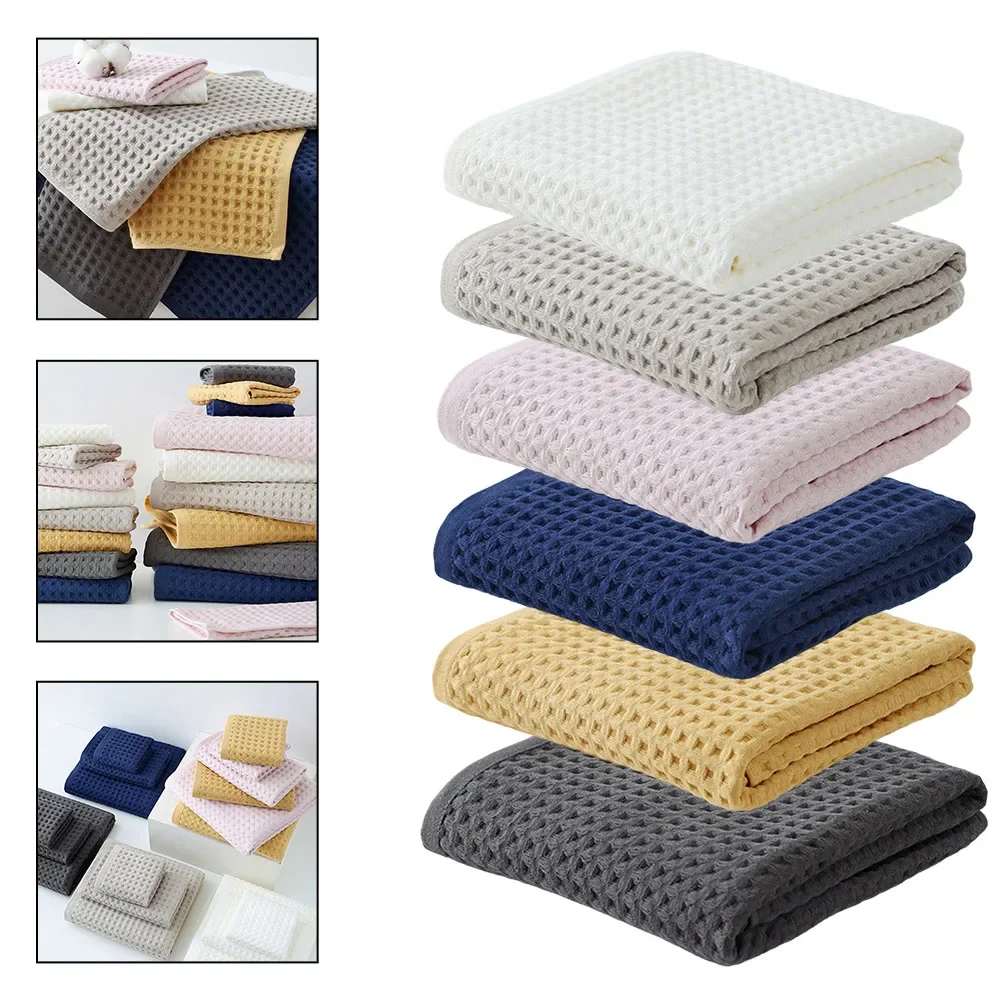 3pcs Cotton Bath Towel Waffle Weave Soft Highly Absorbent Bathroom Washcloth For Adult Children Home Bathroom Supplies