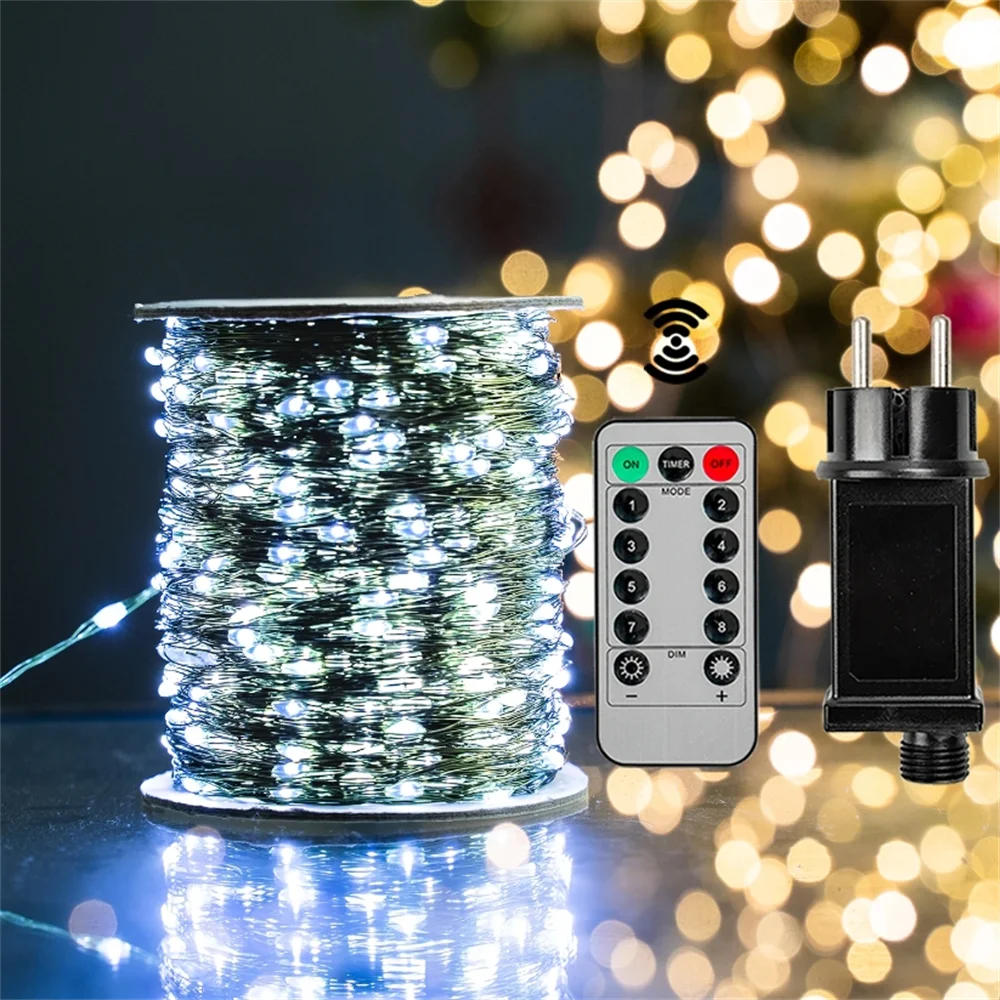 LED String Lights Decorative Lights 1000/500LED Fairy String Lights Christmas Garland Outdoor Waterproof Remote Tree Street Wedding Party
