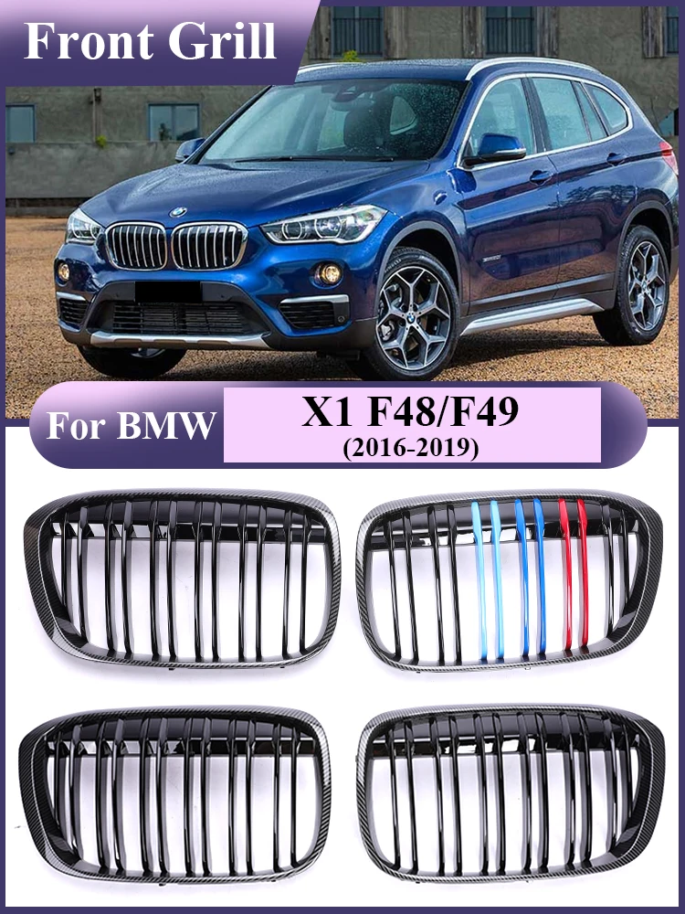 

Multi Color Carbon Black Radiator Grille Accessories for BMW X1 F48 F49 2016-2019 XDrive Car Front Bumper Kindey Grill Styling