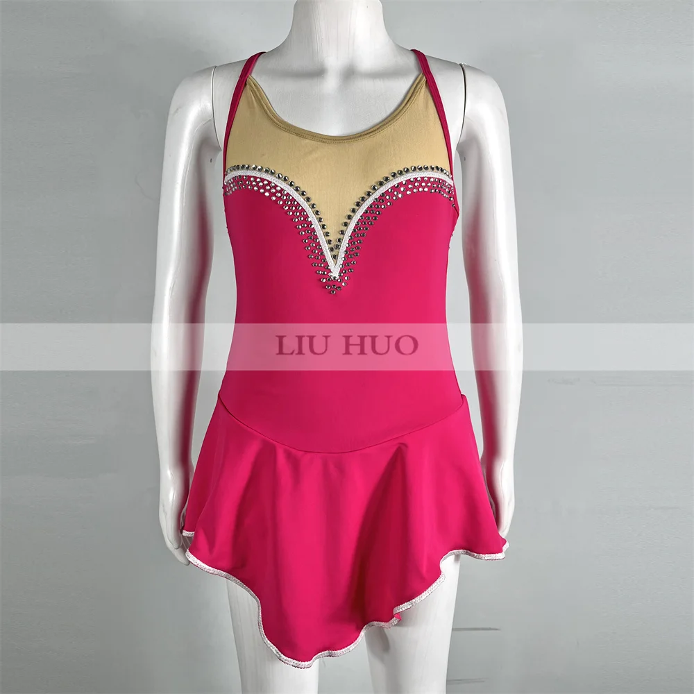 

LIUHUO Leotard Ice Figure Skating Dress Women Aldult Girl Customize Costume Performance Competition Dance Teens Red Sleeveless