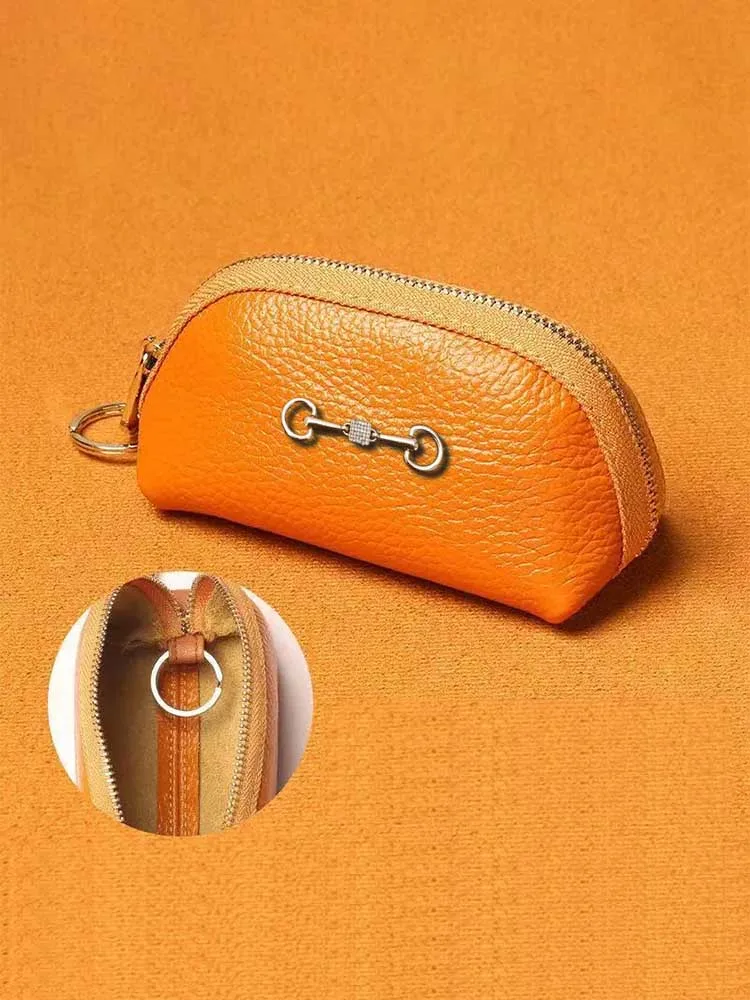 

Compact PU Key Wallet - Ideal for Cars & Home Keys Gold Decor with Pearl & Crystal Accents