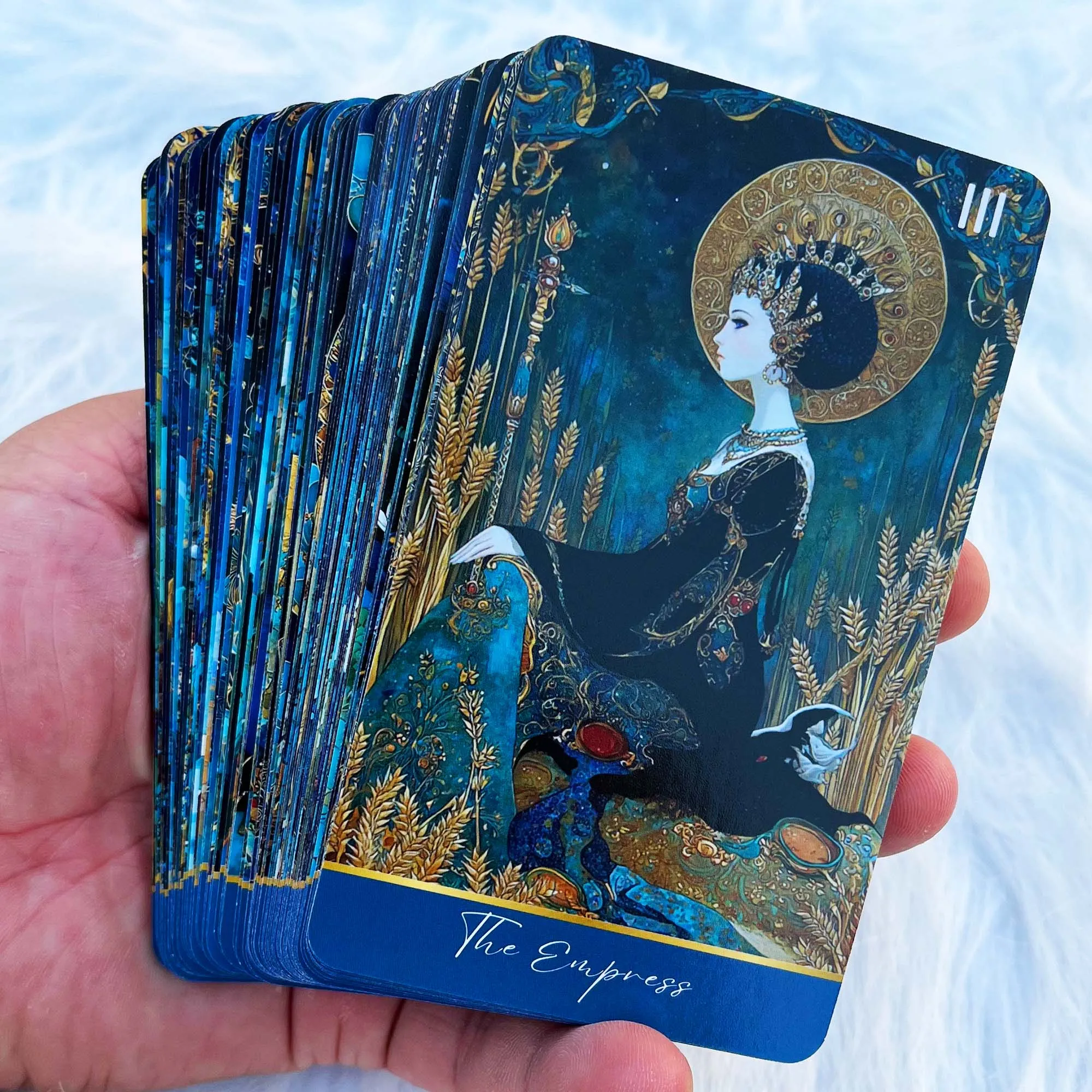 Azure Arcana Tarot Deck with English Guidebook – Perfect for Beginners, Card Games, Divination, and Meditation, 78-Card Set