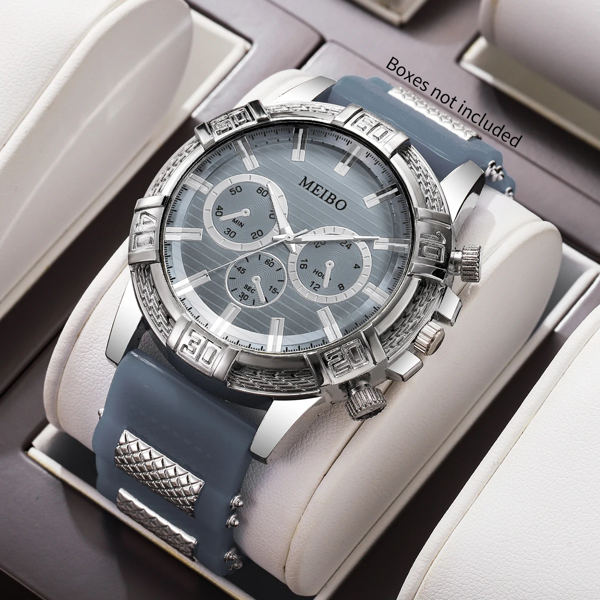 Fashion Men Sports Quartz Watch Grey Silicone Band Casual Male's Dress Wristwatches Clock Gift Relogio Masculino（Without Box）