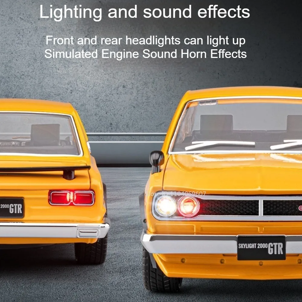 1:22 스카이라인 GTR RWB 993 모델 스포츠카 장난감 합금 다이캐스트 충격 흡수 사운드 라이트 도어 개폐 가능 컬렉션 슈퍼카 모델
