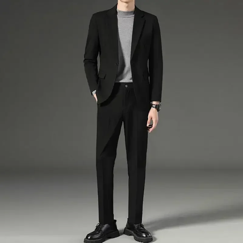 Traje completo para hombre, blazer formal, vestido informal de negocios, conjunto de 2 piezas, ceremonia clásica, caballero, corte entallado, ropa de lujo